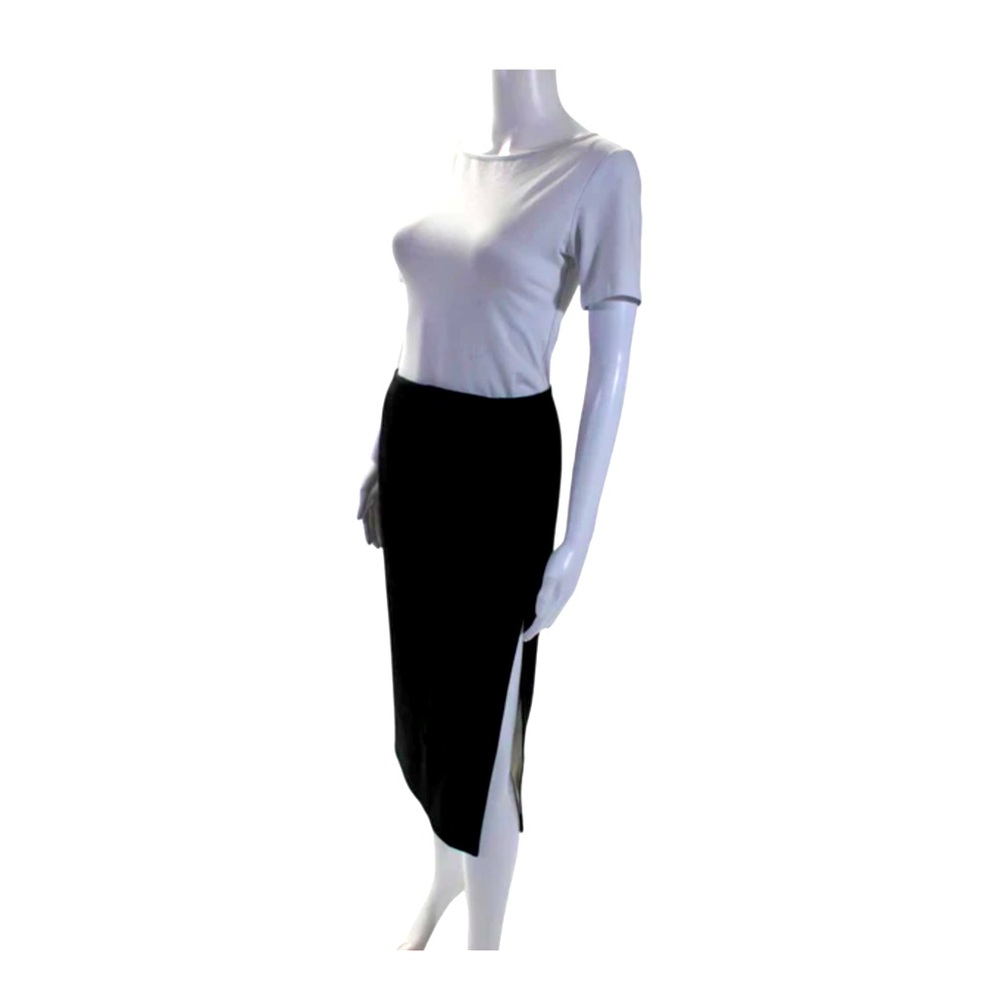 Intermix Black and White inside High Side Slit Zip Back Midi Pencil Skirt Size P